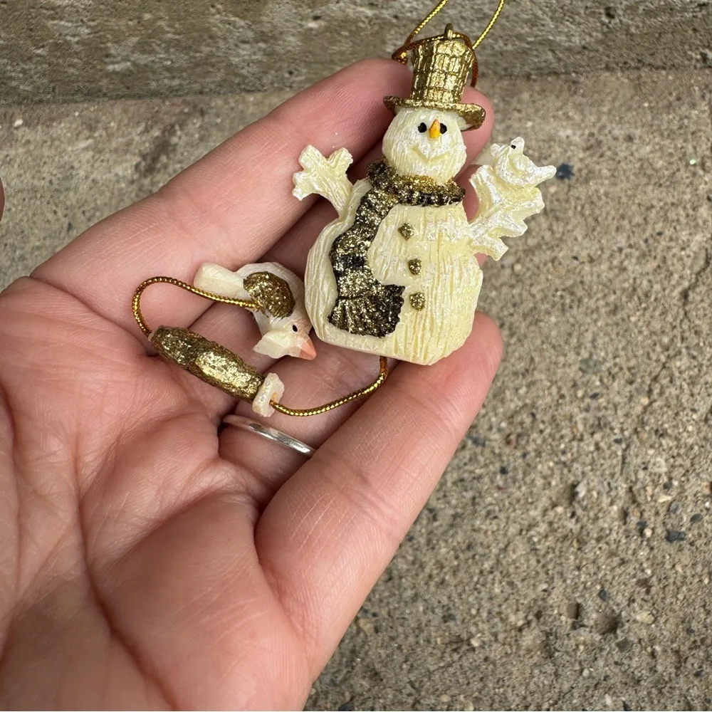 Snowman Christmas Ornament‎ Glittery Gold Elegant Hanging Decoration
